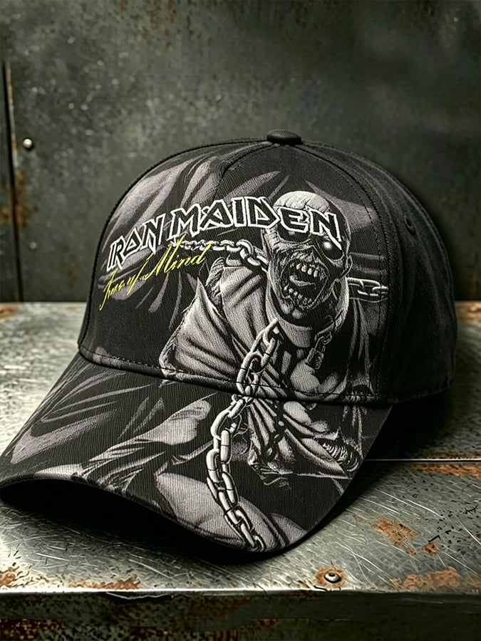 Metal-style retro washed baseball cap