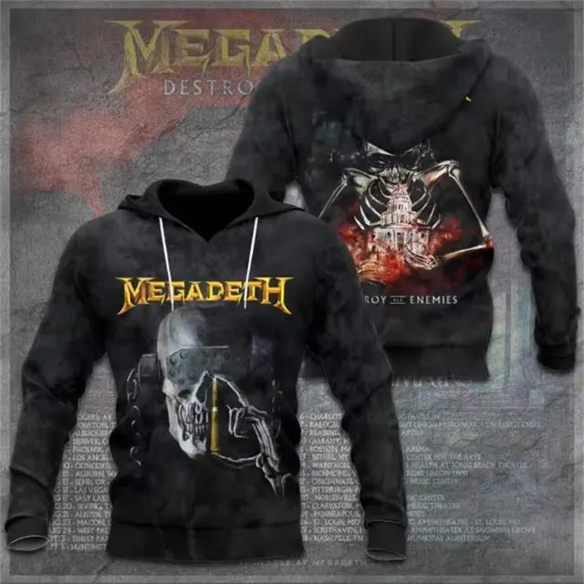 Men's American Thrash Metal Band Print Hoodie