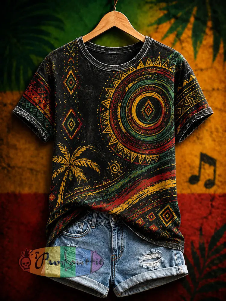 Women's Reggae Art Print Casual T-Shirt