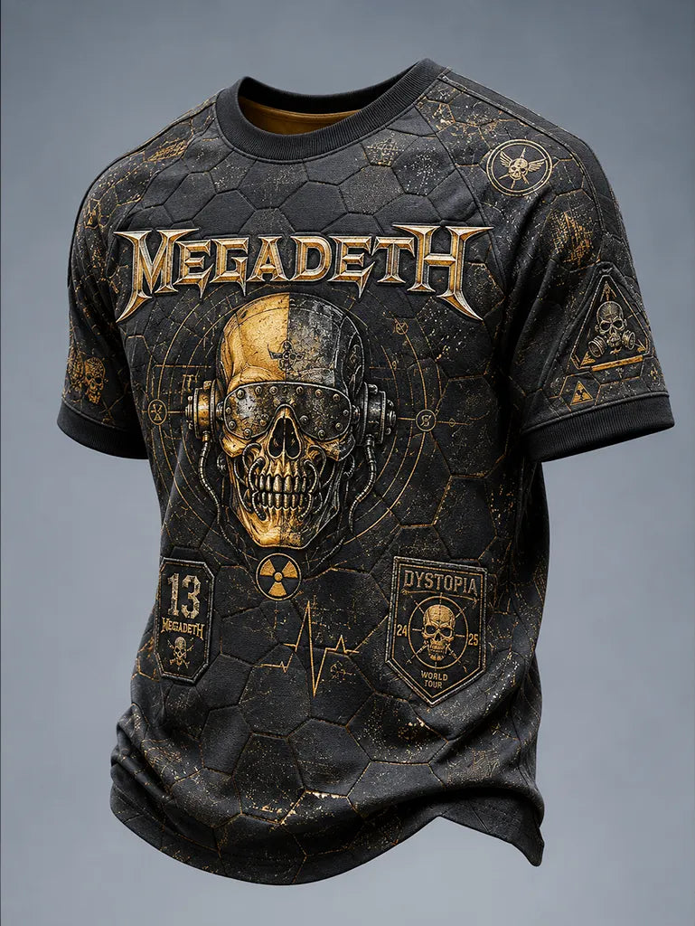 Men's Megadeth Gold Skull Luxury Band Tee