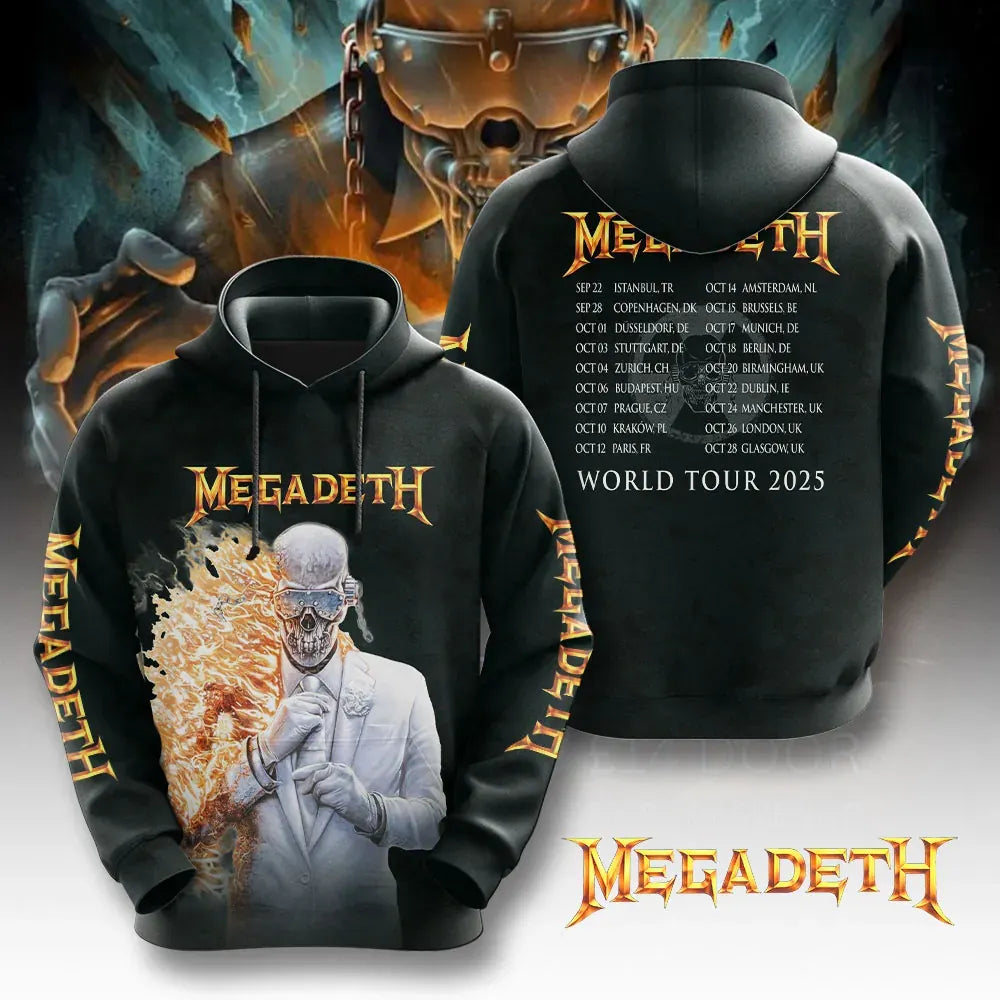 Men's American Thrash Metal Band Print Hoodie