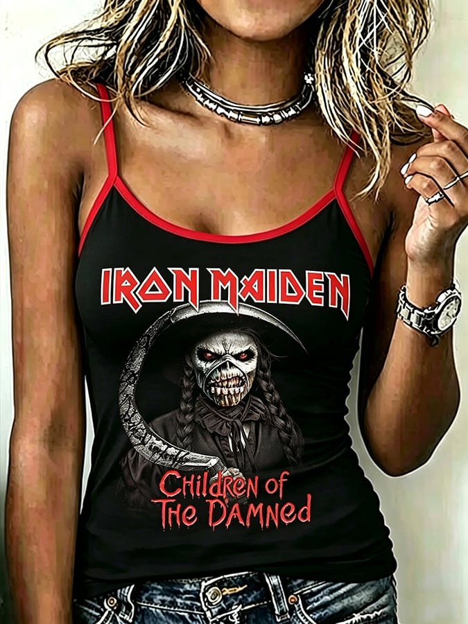 Women's British Heavy Metal Band Tour Print Spaghetti Strap Tank Top