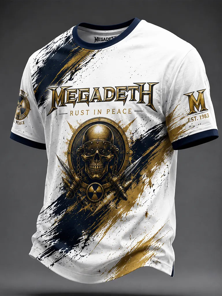 Men's Megadeth Gold Skull Luxury Band Tee