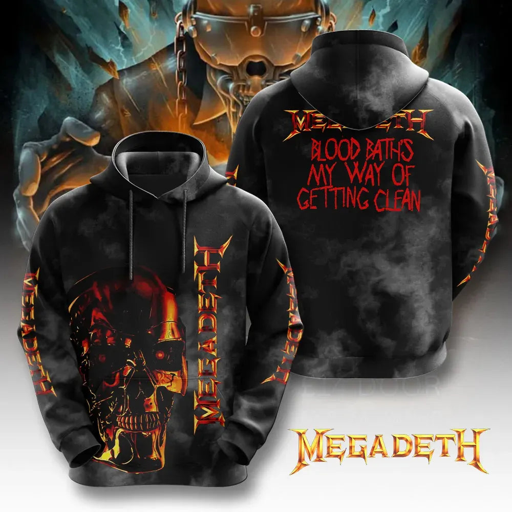 Men's American Thrash Metal Band Print Hoodie