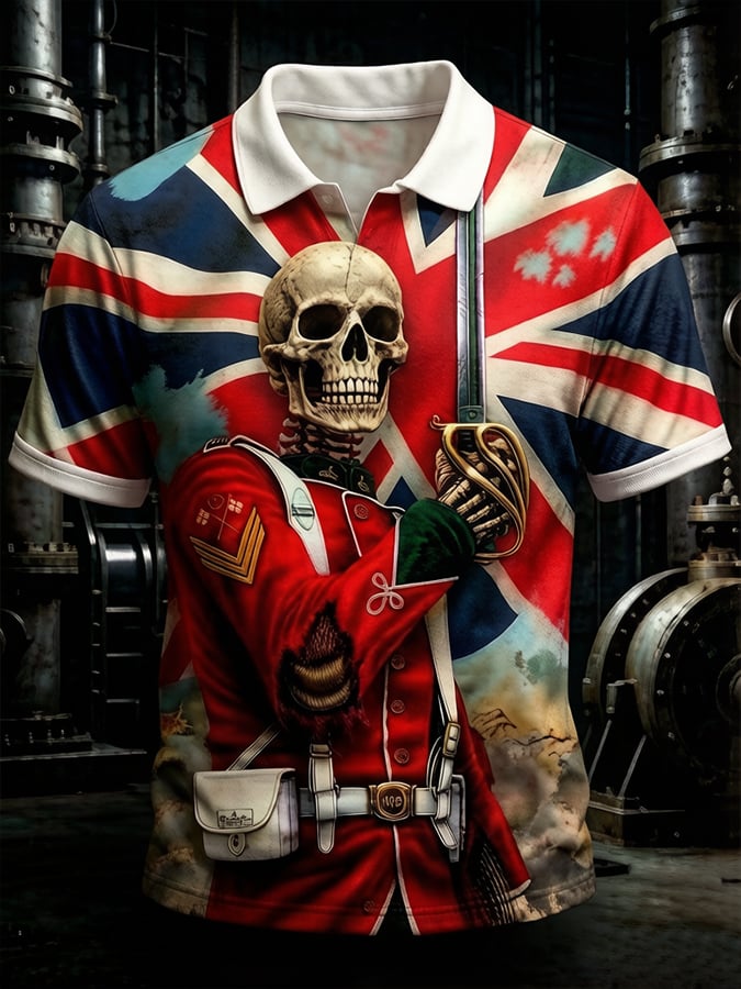 Men's England Heavy Metal Band Tour Short-Sleeve Printed Polo Shirt