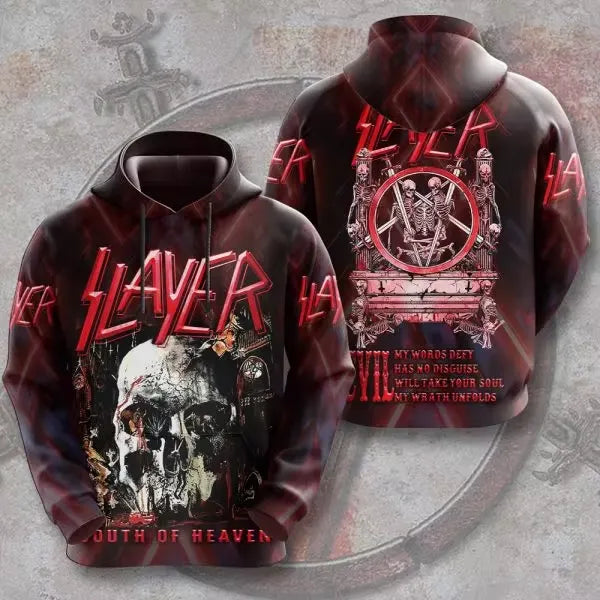 Men's American Thrash Metal Band Print Hoodie