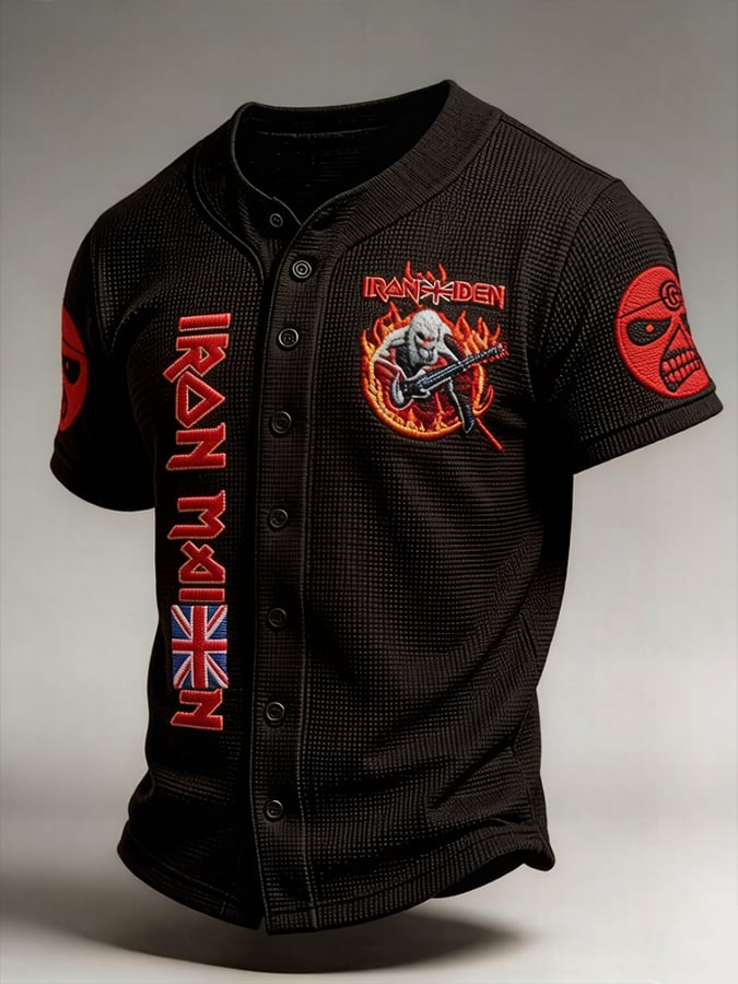 Men's England Heavy Metal Band Print Casual Top