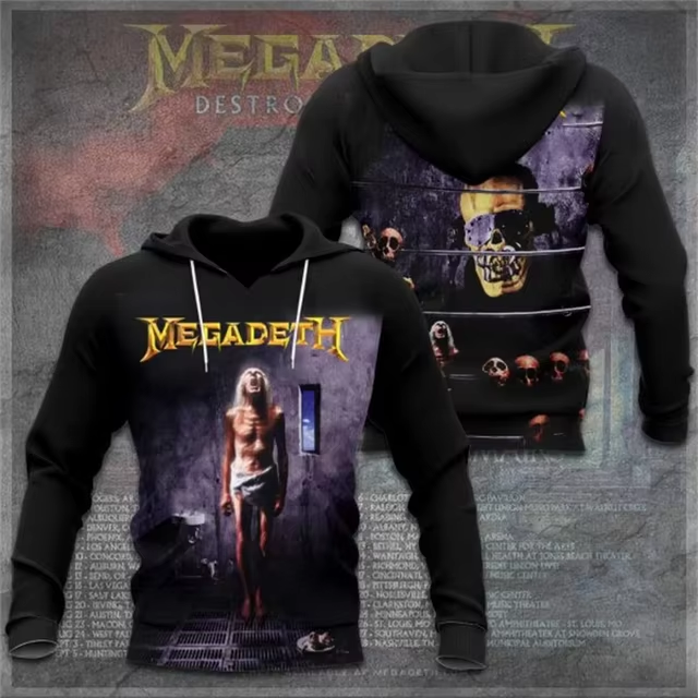 Men's American Thrash Metal Band Print Hoodie