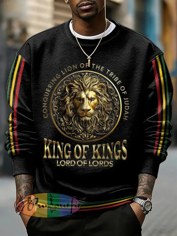 Men's Reggae Music Inspired Lion Print Sweatshirt