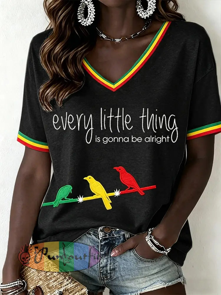 Women's Reggae Music V-Neck T-Shirt