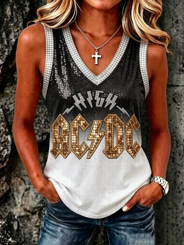 Women's ACDC Band Print Tank Top