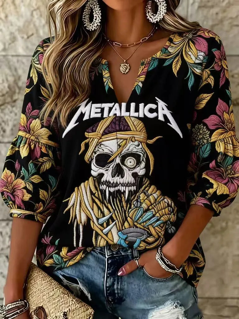 Women's Casual Metallica Fans Print Shirt