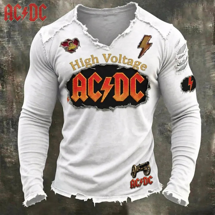 Men's Vintage AC/DC V-neck T-shirt