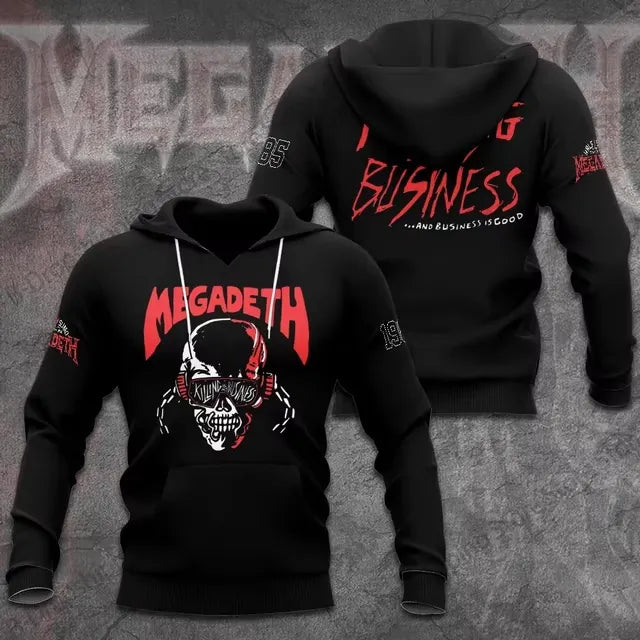 Men's American Thrash Metal Band Print Hoodie