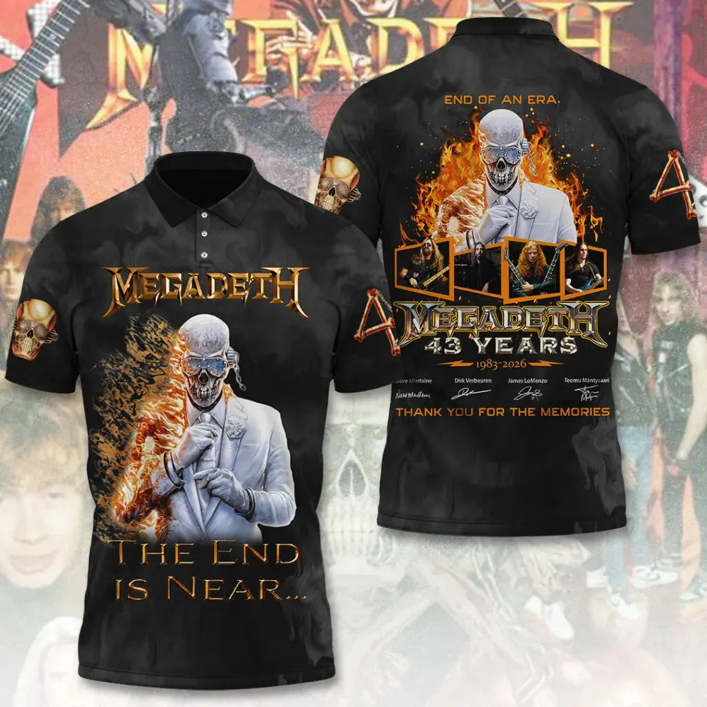 Men's American Thrash Metal Band Print Polo Shirt