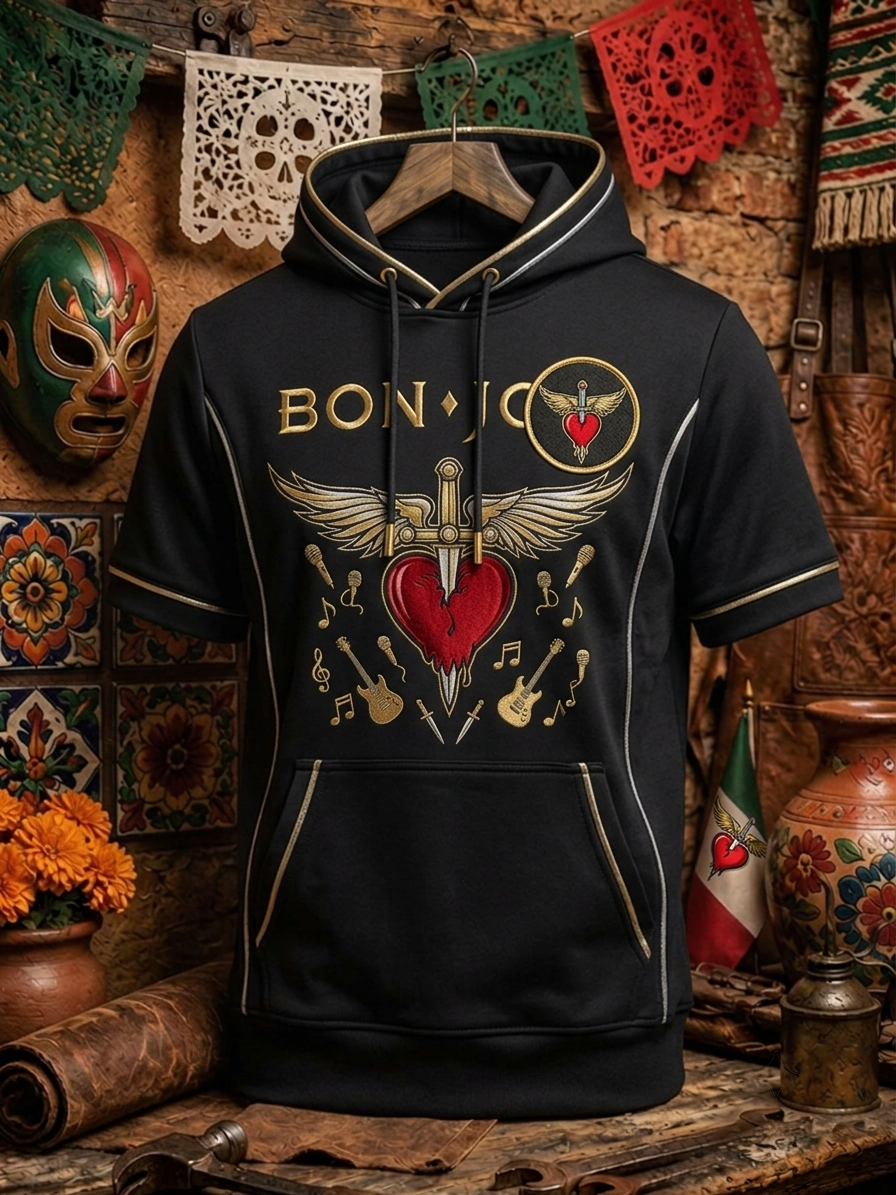 Men's Vintage Bon Jovi Rock Fan Hoodie