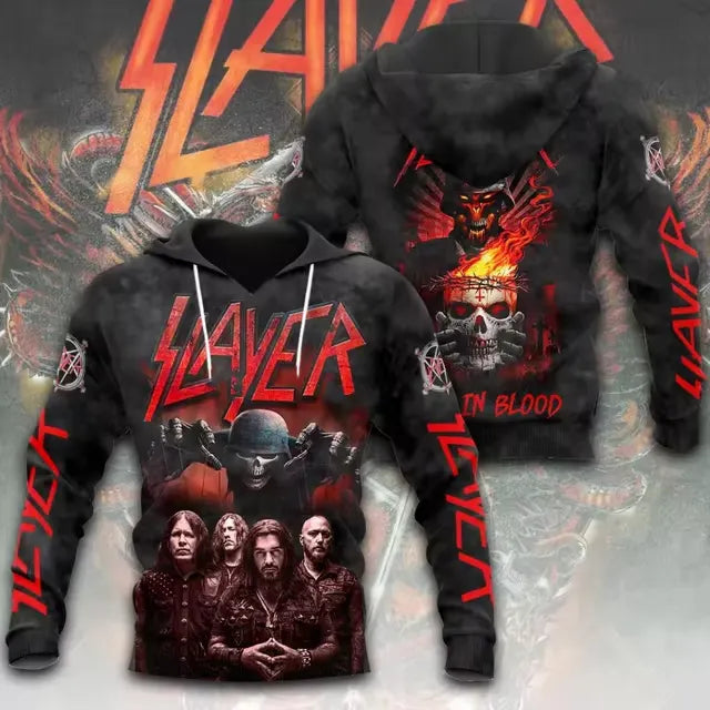 Men's American Thrash Metal Band Print Hoodie