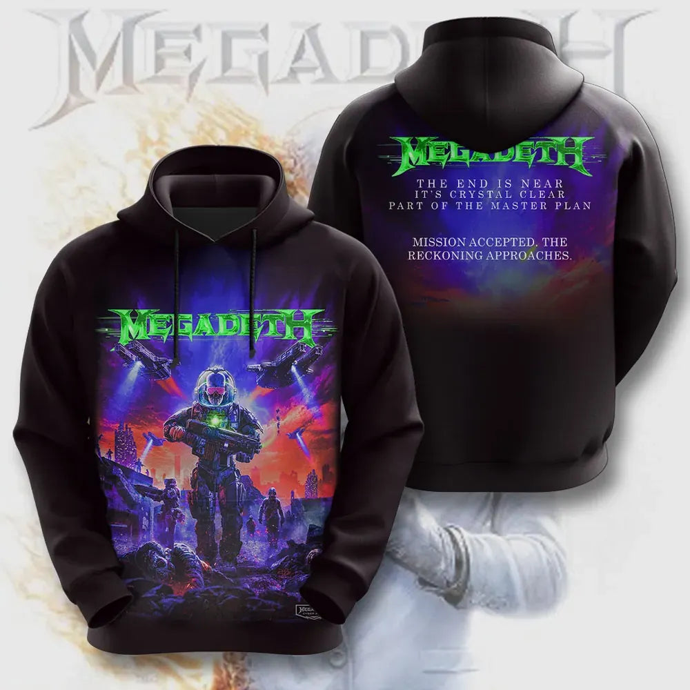 Men's American Thrash Metal Band Print Hoodie