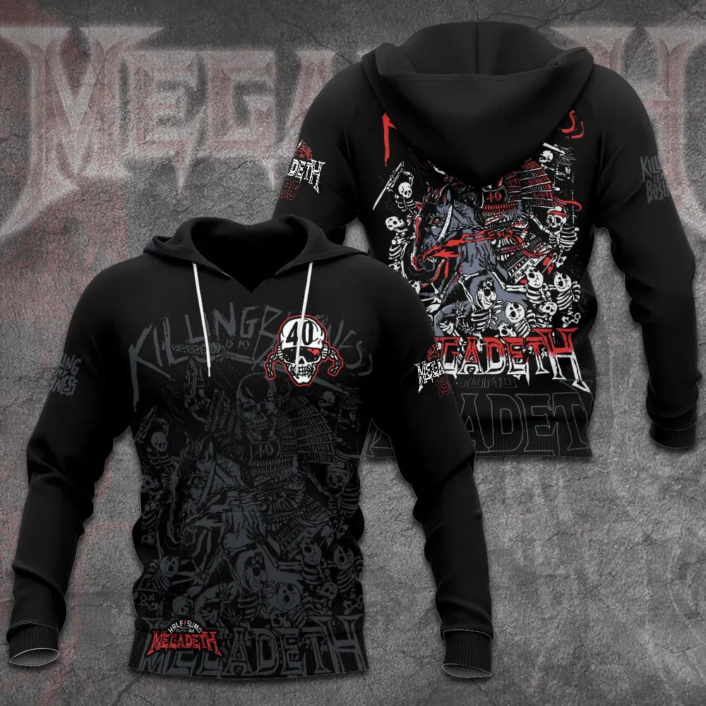 Men's American Thrash Metal Band Print Hoodie