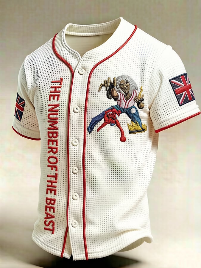 Men's England Heavy Metal Band Print Casual Top