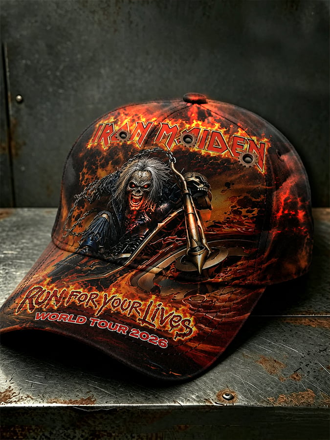 Metal-style retro washed baseball cap