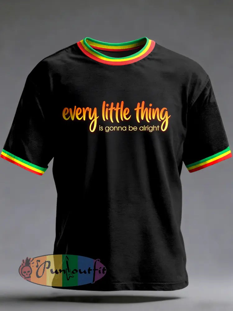 Men's Reggae Printed Vintage Fashion Loose Short Sleeve T-Shirt