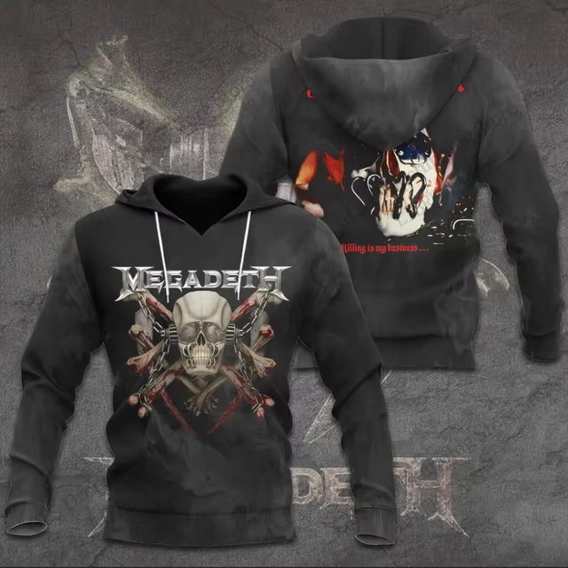 Men's American Thrash Metal Band Print Hoodie
