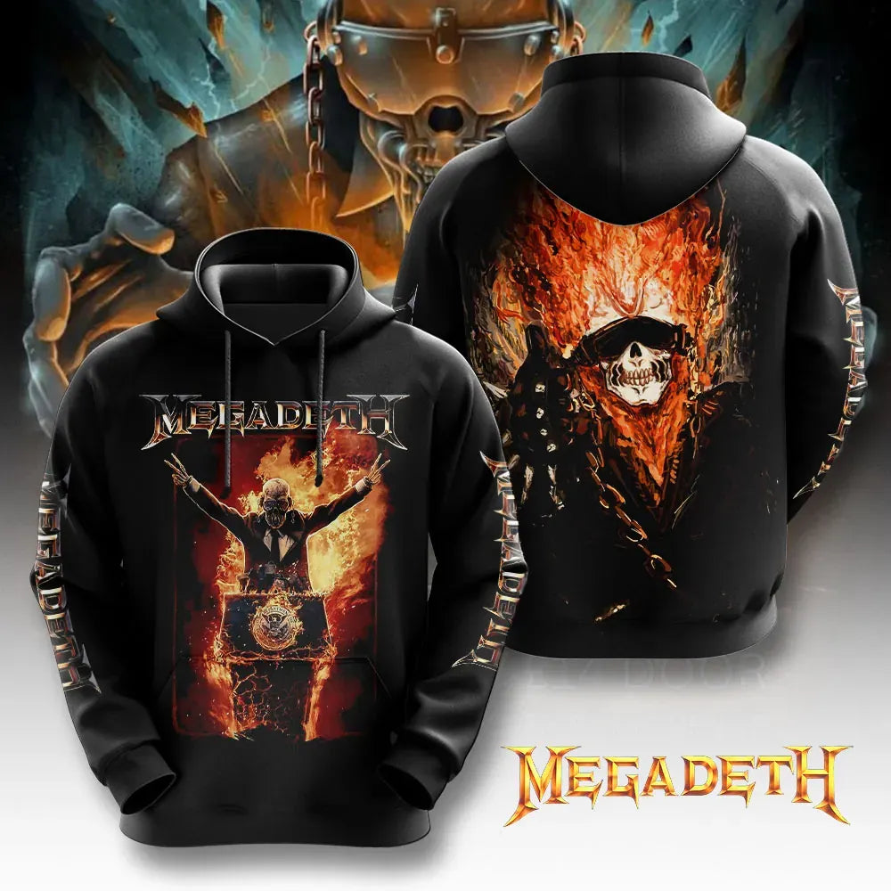 Men's American Thrash Metal Band Print Hoodie