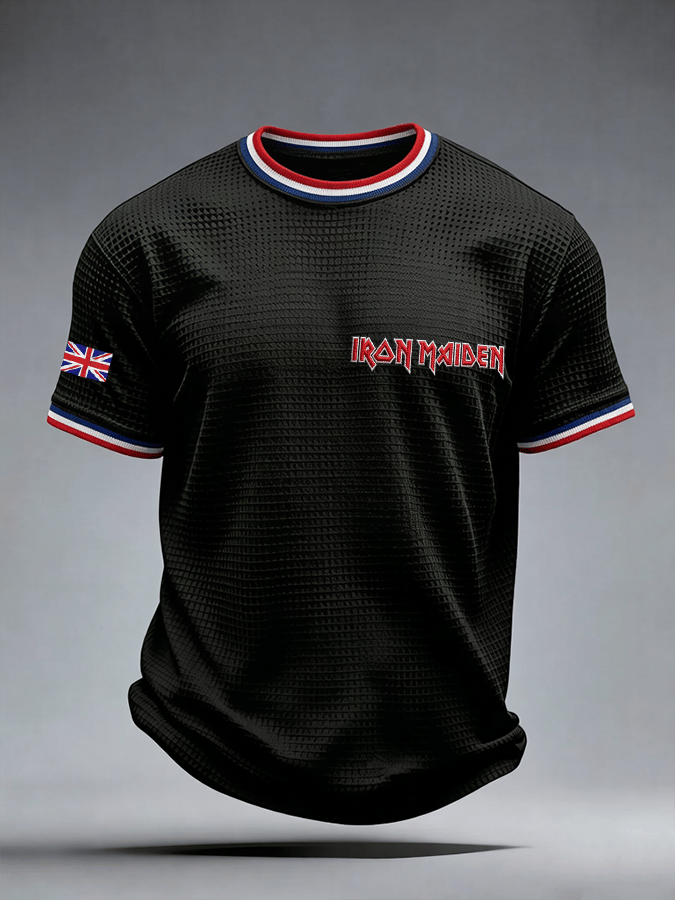 Men's Short-Sleeve British Heavy Metal Band Tour Edition Printed Polo T-shirt