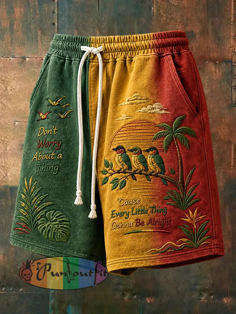 Men's 'Every Little Thing Is Gonna Be Alright' Printed Casual Shorts