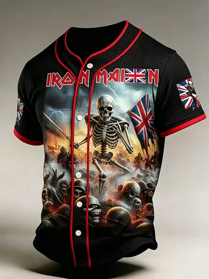 Men's England Heavy Metal Band Print Casual Top