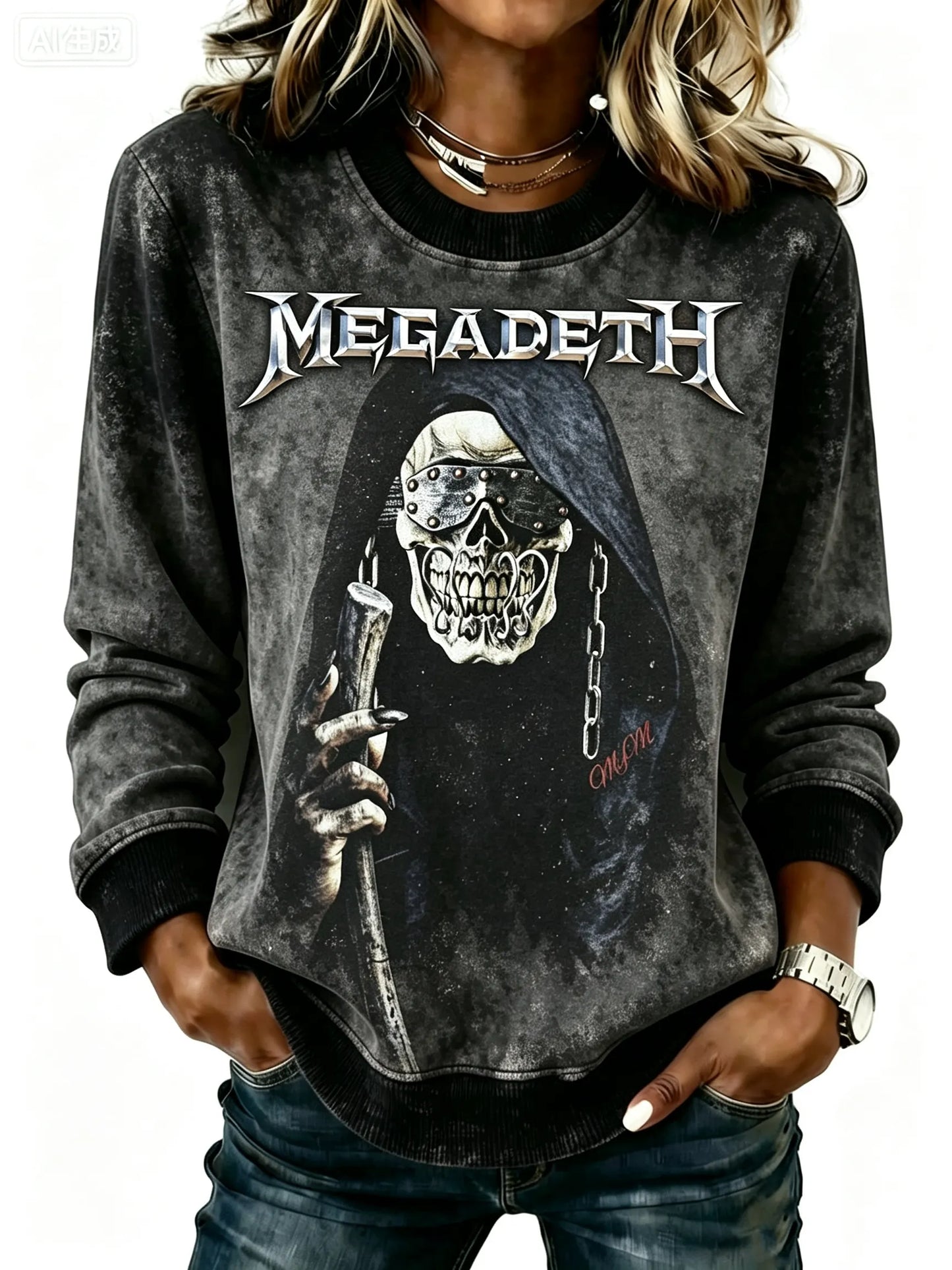 Women's American Thrash Metal Band Crew-Neck Long-Sleeve Sweatshirt