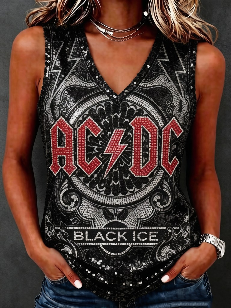 Women's Retro AC/DC Rock Band Sleeveless Top