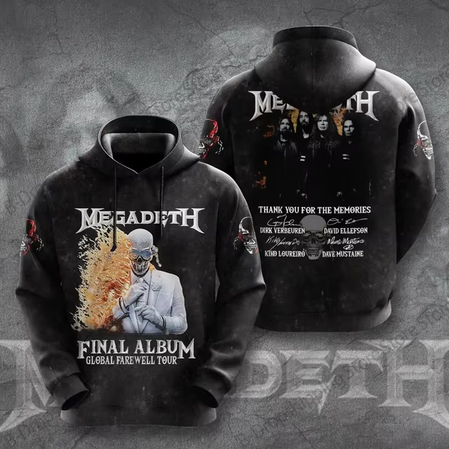 Men's American Thrash Metal Band Print Hoodie