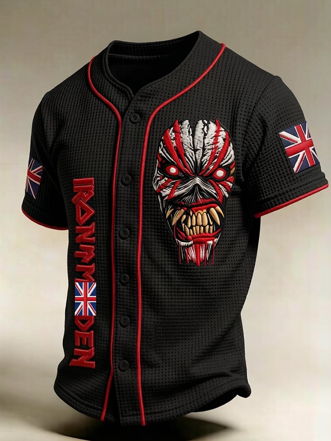 Men's England Heavy Metal Band Print Casual Top