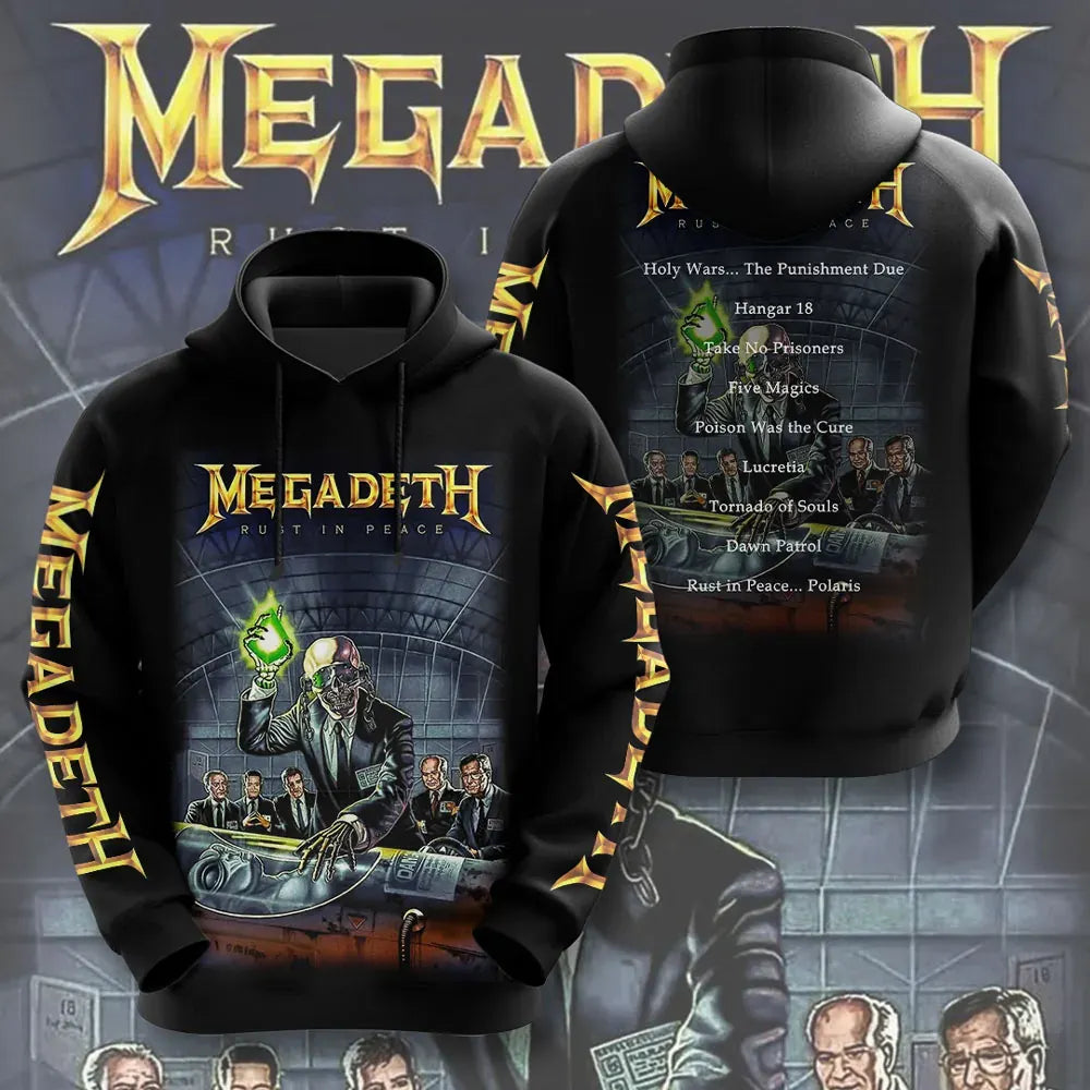 Men's American Thrash Metal Band Print Hoodie
