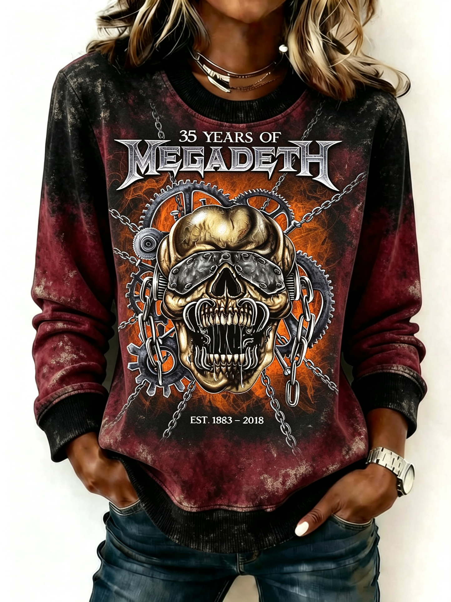 Women's American Thrash Metal Band Crew-Neck Long-Sleeve Sweatshirt