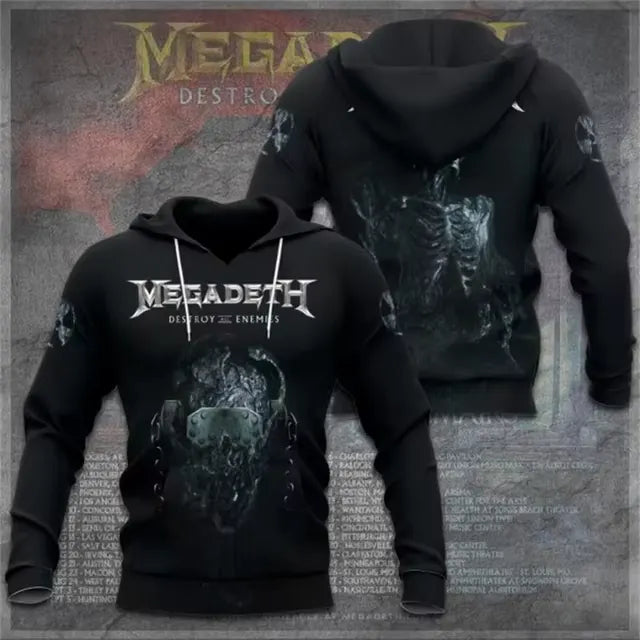 Men's American Thrash Metal Band Print Hoodie