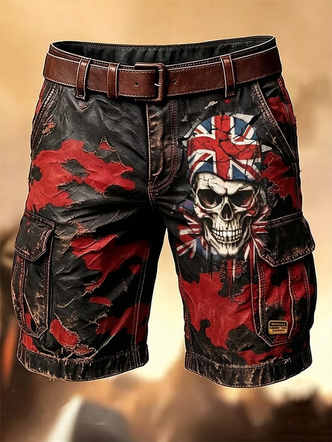 Men's Cargo Pants with England Heavy Metal Band Print