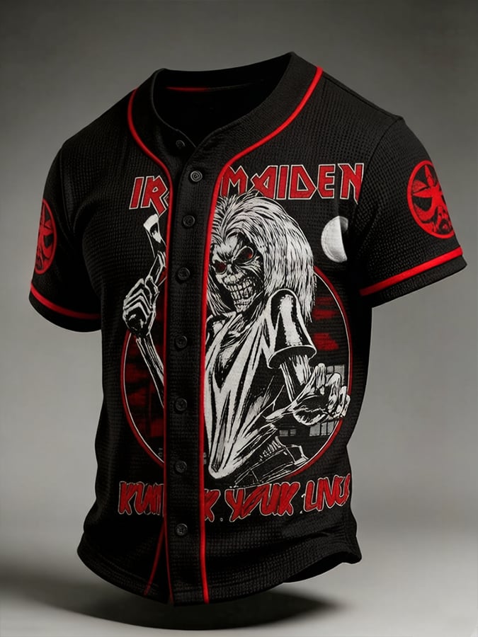 Men's England Heavy Metal Band Print Casual Top