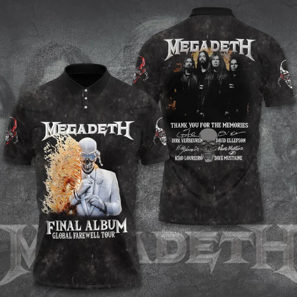 Men's American Thrash Metal Band Print Polo Shirt