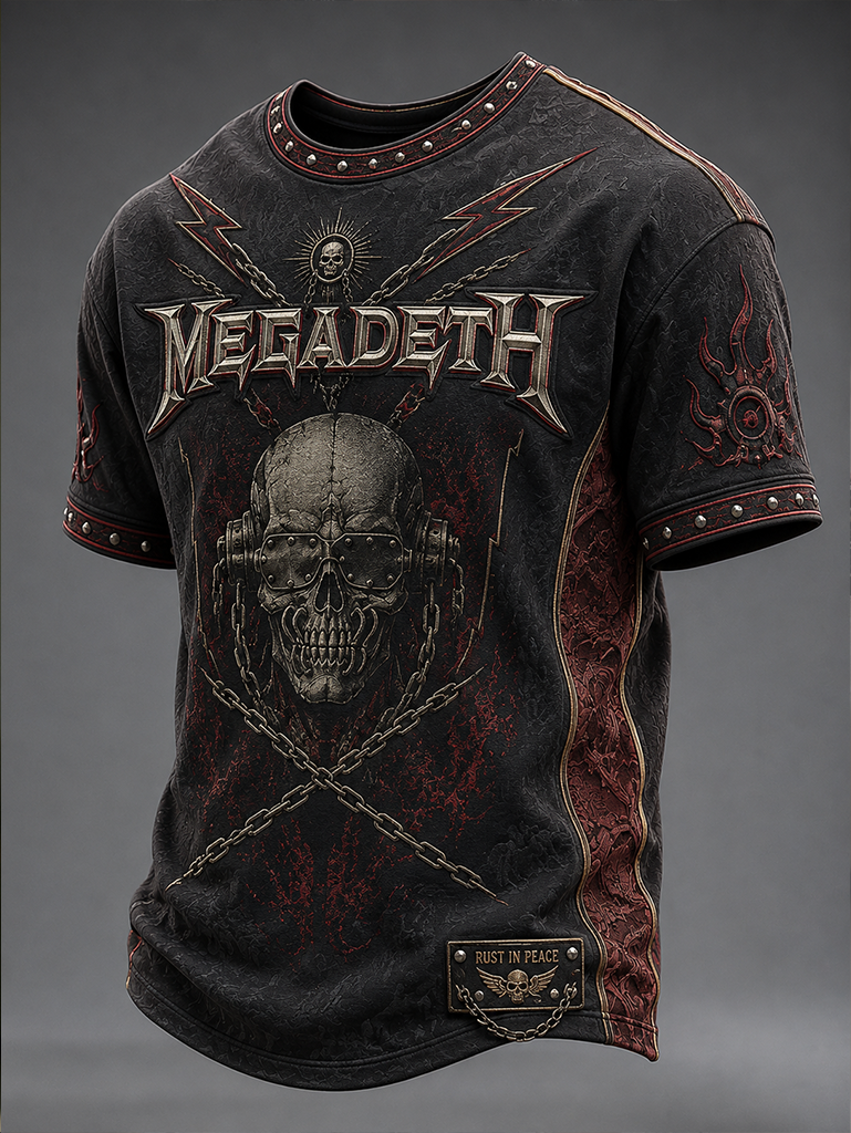 Men's Megadeth Gold Skull Luxury Band Tee
