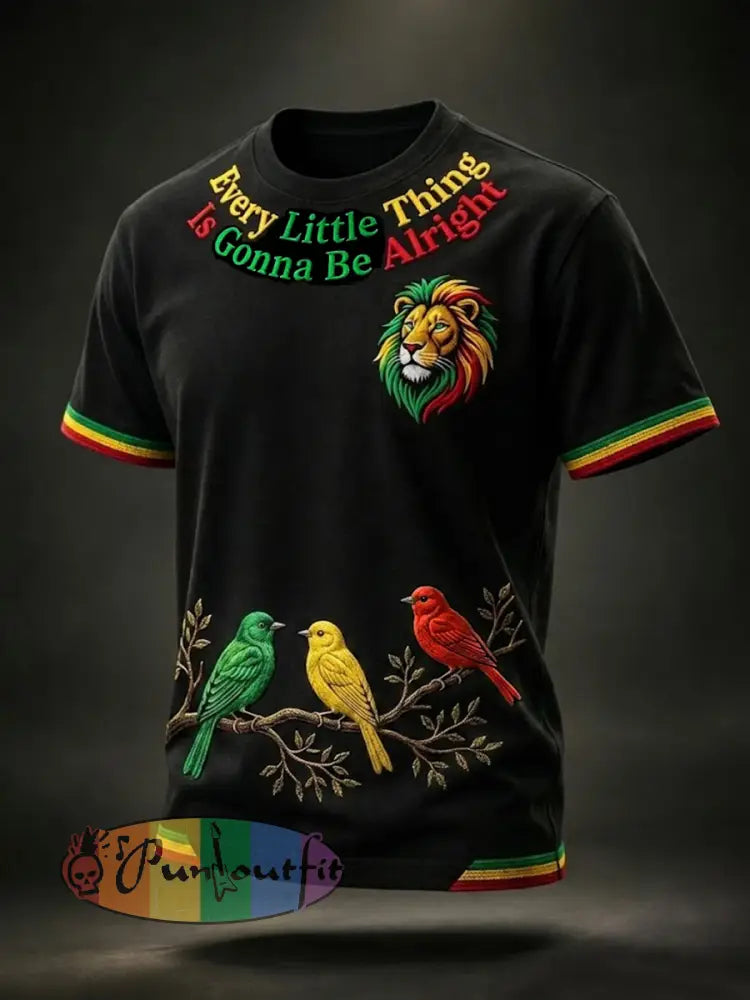 Men's Retro Reggae-Themed Casual T-Shirt