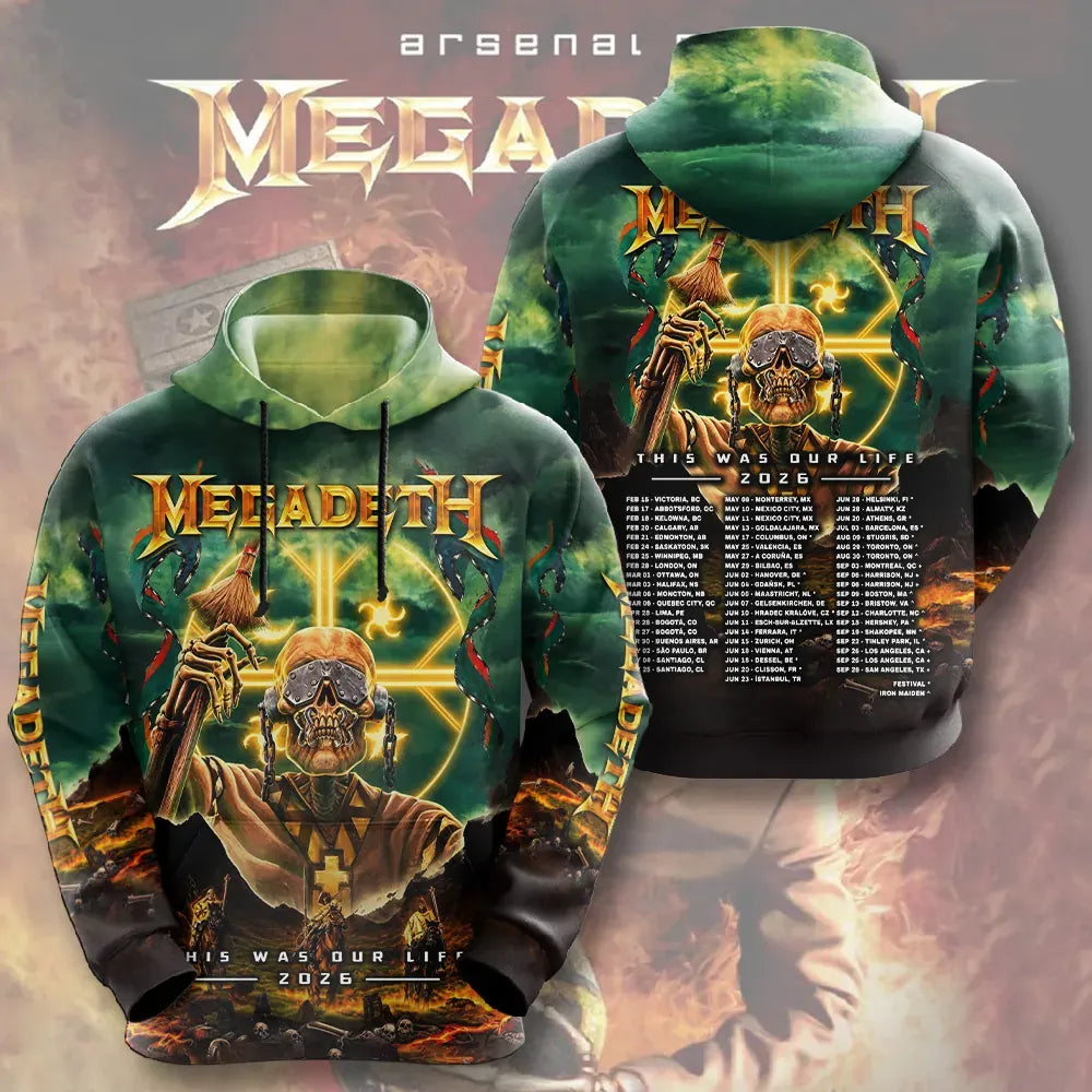 Men's American Thrash Metal Band Print Hoodie