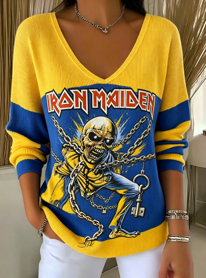 Women's Casual Iron Maiden Fans Print T-Shirt