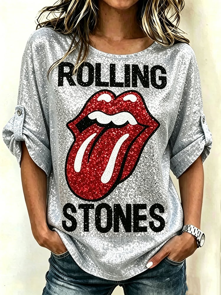 Women's Tongue and Lips Iconic Logo Rock Band Clothing Blouse