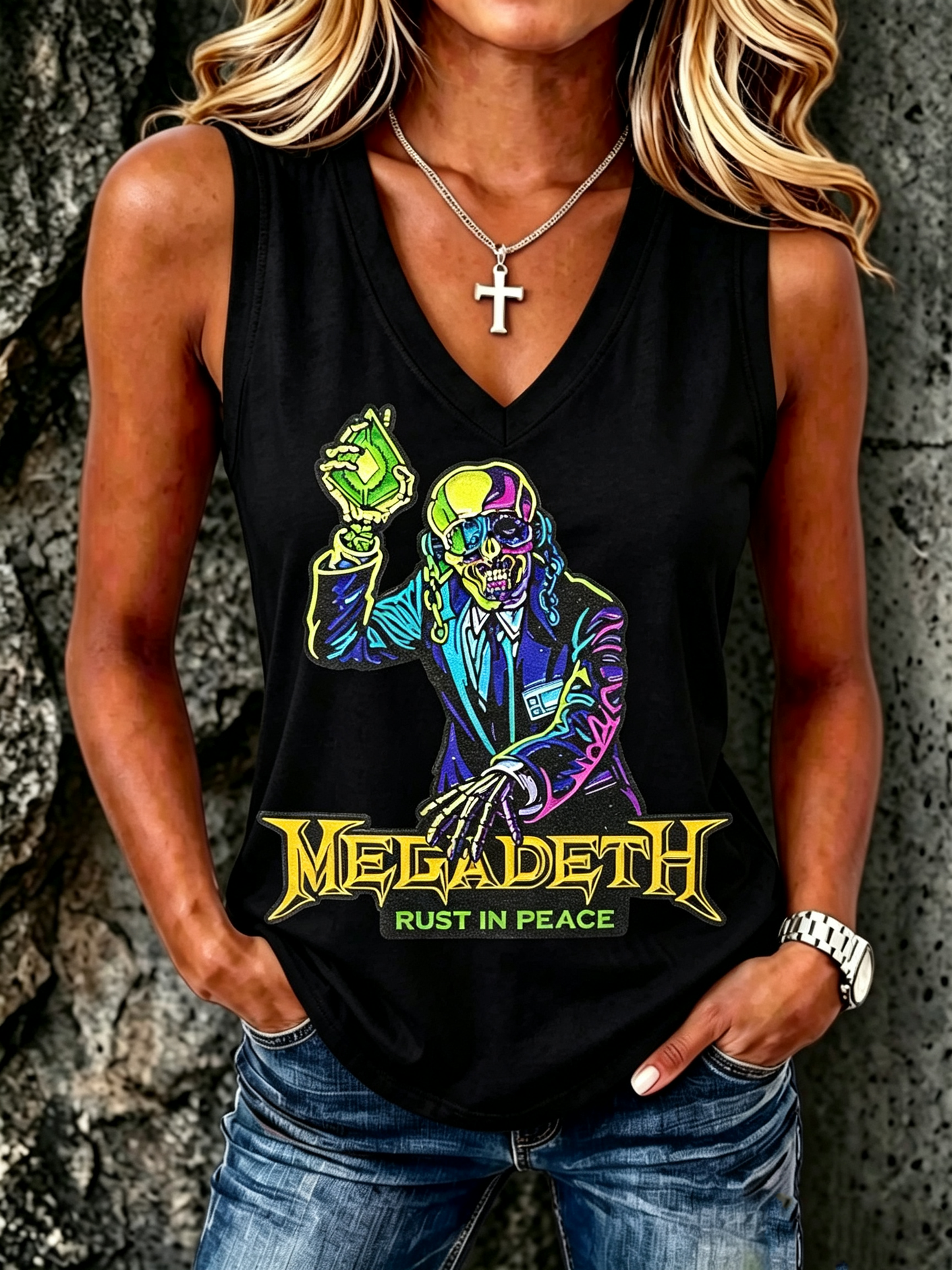 Women's American Thrash Metal Band Fans Print Tank Top