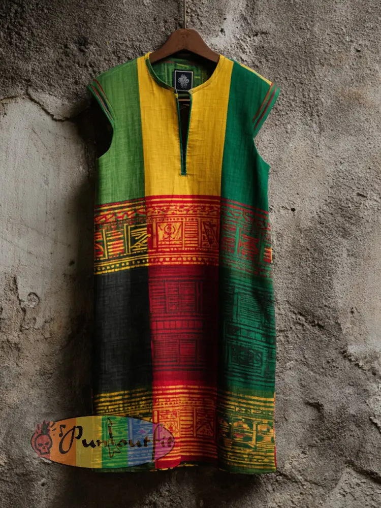 Women's Reggae Music Linen Blend Dress