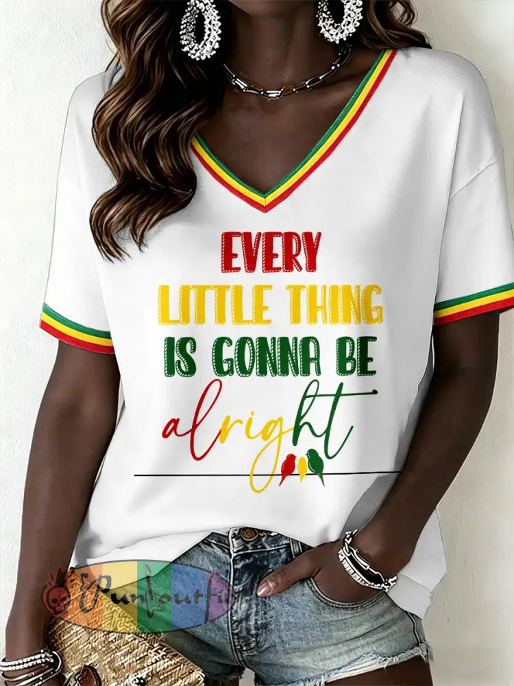 Women's Reggae Music V-Neck T-Shirt