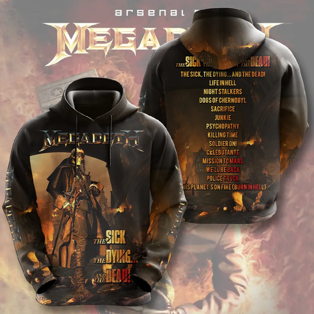 Men's American Thrash Metal Band Print Hoodie